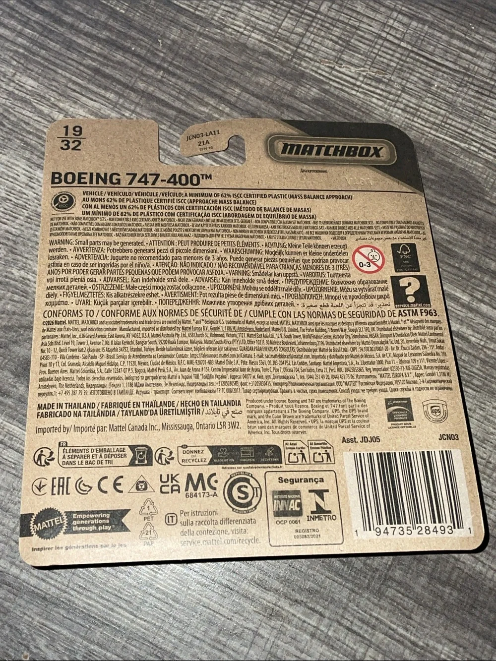 UPS 747 Matchbox Sky Busters Boeing 747-400 Toy Plane - White, Brown